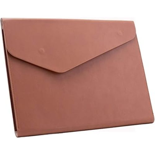 PU Leather A4 File Folder Document Holder Waterproof Portfolio Envelope Folder Case with Invisible Magnetic Closure Brown