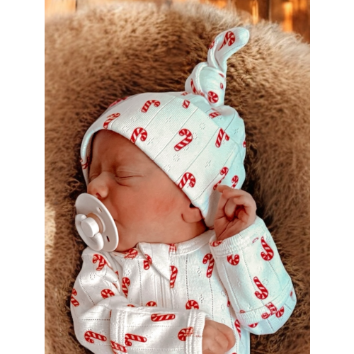 Candy Cane / Organic Pointelle Beanie