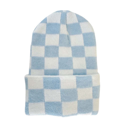 SpearmintLOVE Baby's First Hat®, Baby Blue/Warm White Checkerboard - Shop