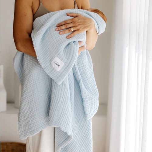 Muslin Bubble Blanket - Powder Blue
