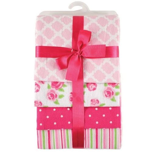 Hudson Baby Infant Girl Cotton Flannel Receiving Blankets, Pink Rose, One Size