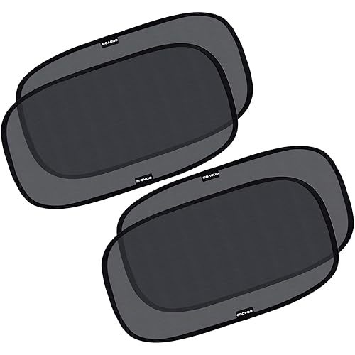 Enovoe Car Window Shade for Baby - (4 Pack) - XL - 25" x 16" - Cling Car Sun Shade for Windows - Sun, Glare and UV Rays Protection for Your Child