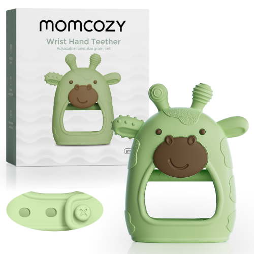 Momcozy Silicone Baby Teether Giraffe Green, Baby Teething Toys 1 Count