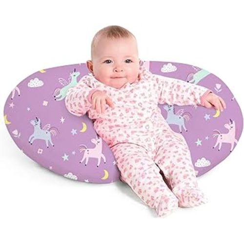 Little Grape Land Nursing Pillow for Infants, Breastfeeding Pillows, Baby Support Pillow for Nursing, Bottle Feeding, Tummy Time with Machine Washable Cover & Breathable Filling, Unicorn