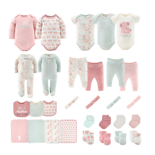 Clothing Gift Set for Baby Girls - Floral Elephant, 30 Piece