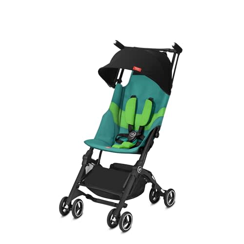 gb Pockit+ All-Terrain, Ultra Compact Lightweight Travel Stroller with Canopy and Reclining Seat, Laguna Blue