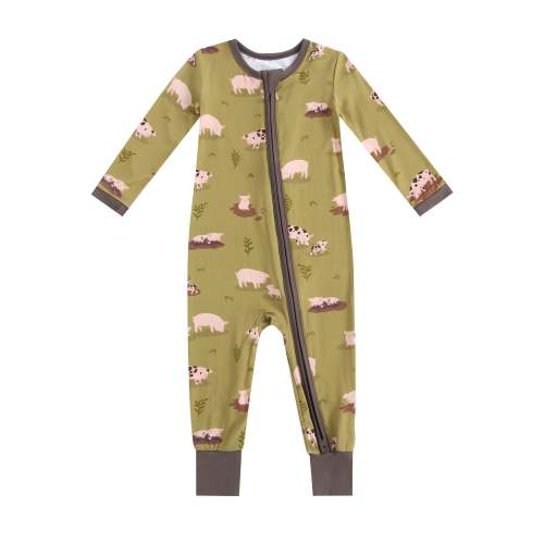 Larkspur Baby | Romper Pajamas | Zipper Romper in Farm Pigs Fun