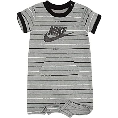 Nike Baby Boys One Piece Striped Romper Short Sleeve $20 Gray 9 Months (DK GREY HEATHER, 6 Months)