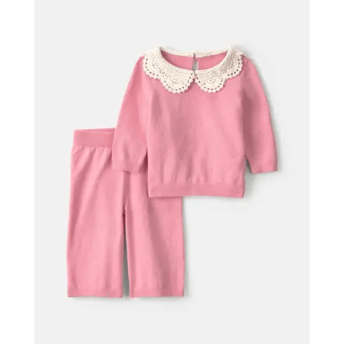 Baby Girl 2-Piece Long-Sleeve Sweater Top & Pant Set - Pink | Carter's