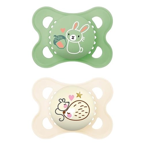 MAM Original Day & Night Pacifiers, Binky Pacifier for 0-6 Months, BPA-Free Silicone, Glows in The Dark, Best for Newborn Babies, Developed with Medical Experts, 2 Count Binkies, with Sterilizer Case