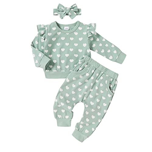 Baby Girl Clothes Long Sleeve Tops and Pants Set with Headband Fall Infant Girl Outfit