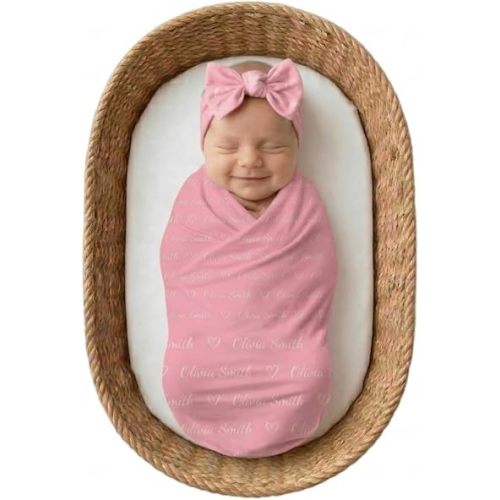 Personalized Baby Blanket with Name,Custom Milk Silk Swaddle Blanket for Newborn Boys & Girls, Stretchy Receiving Blanket, Custom Baby Gifts for Baby Shower & Photography