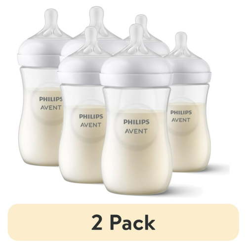(2 pack) Philips Avent Natural Baby Bottle with Natural Response Nipple, Clear, 1m+, 9oz, Clear, 3pk, SCY903/93