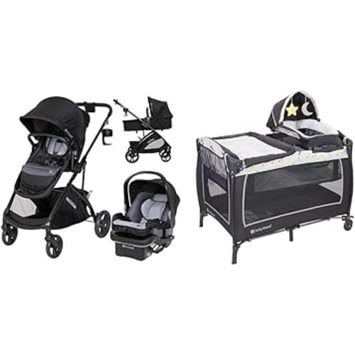 Baby Trend Passport Switch Modular Travel System, Bassinet & Car Seat Bundle with Lil' Snooze Deluxe II Nursery Center