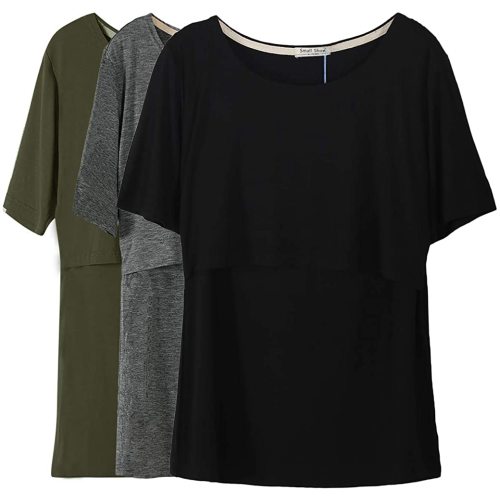 Smallshow Women's Maternity Nursing Tops Short Sleeve Breastfeeding Clothes