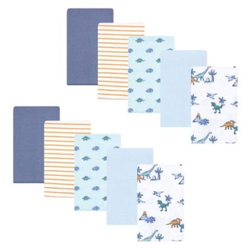 Hudson Baby Boys Cotton Poly Flannel Burp Cloths 10-Pack, Pastel Dino, One Size