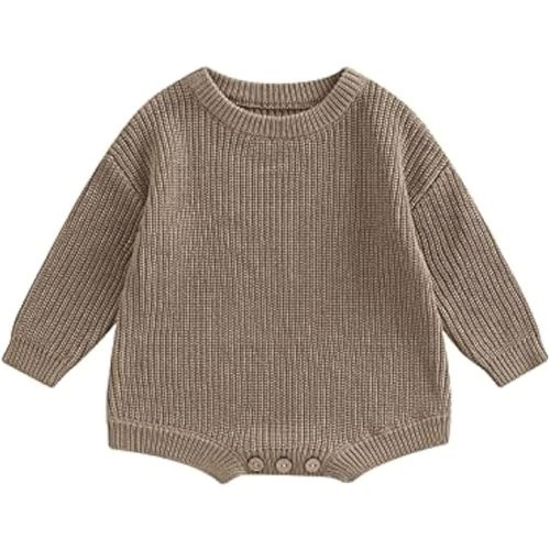 woshilaocai Baby Boy Girl Sweater Oversized Long Sleeve Romper Warm Crewneck Bodysuit Knitted Winter Clothes