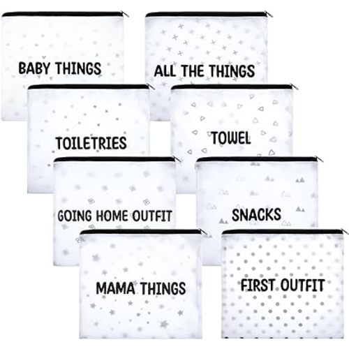 8 Packs Hospital Bags for Labor and Delivery Diaper Bag Organizing Pouches Travel Maternity Bag 8 Sorts Hospital Bag Essentials for Baby, Expecting Moms and New Mothers Mommy, 10.63 x 9.25 Inches