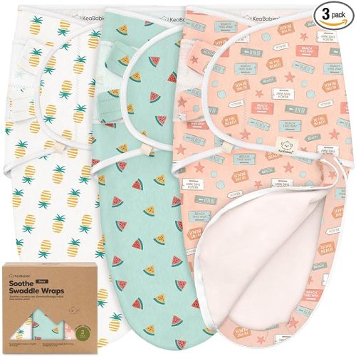 Baby Swaddle Sleep Sacks with Zipper - 3-Pack Swaddles for Newborns 0-3 Months, Infant, Baby Girls, Boys, Soft & Durable Newborn Sleep Sack, Easy Diaper Change Swaddling Blanket (Beach Day, OS)