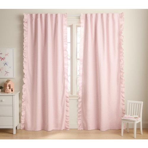 Evelyn Ruffle Trim Blackout Curtain | Pottery Barn Kids