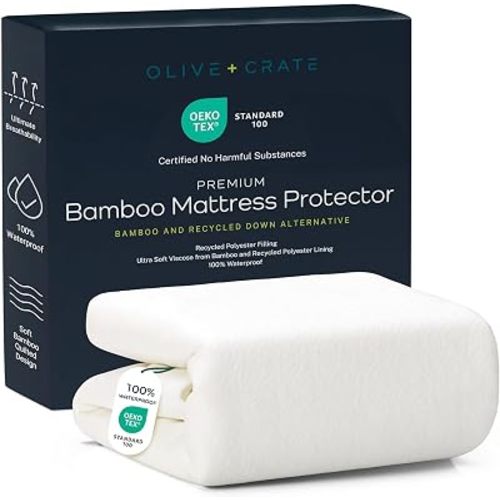 Olive + Crate Bamboo Viscose Waterproof Mattress Protector - Queen Size
