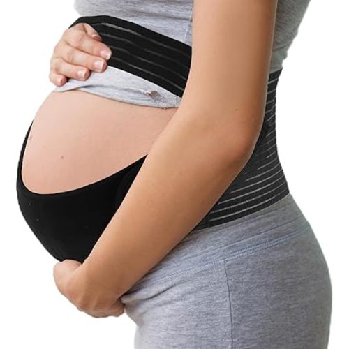 Pregnancy Belly Band, Breathable Belly Support Brace, Pregnancy Support Belt, Lightweight Abdominal Binder, for Abdomen, Black, XX-Large, 1 Set