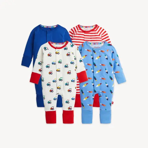 4 Pack Convertible Coverall Blue Tractor Combo