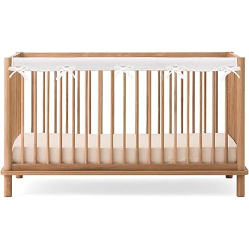CHIPCHIP Baby Crib Rail Covers for Teething (3-Pack) – Breathable Dual-Layer Mesh Teething Guard with Storage Pocket, Fits Standard Full-Size Cribs (3pcs (01 Long Panel + 02 Short Panels))