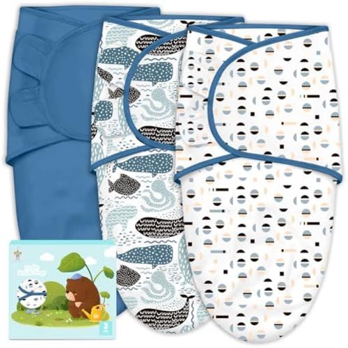 Cute Castle 3-Pack Baby Swaddle Sleep Sacks - Newborn Swaddle Sack - Ergonomic Baby Swaddles Blanket Warp for Boys and Girls - Baby Essentials (0-3 Months - Blue)