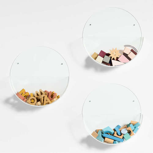 Now You See It Clear Acrylic Round Wall Baskets Set of 3