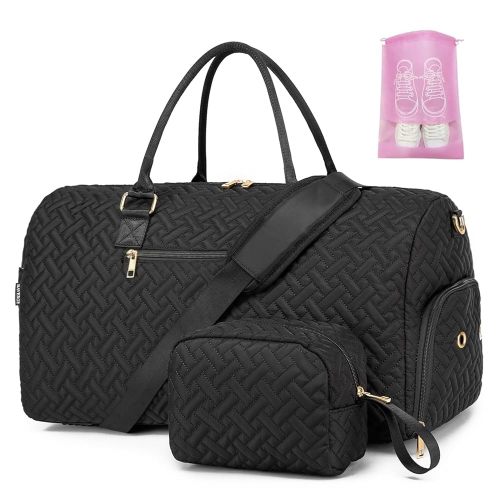 Duffle Bag for Travel, Weekender Bag with Shoe Compartment, Carry On Overnight Bag for Women with Toiletry Bag, Gym Bag with Wet Pocket, Hospital Bags for Labor and Delivery Beige