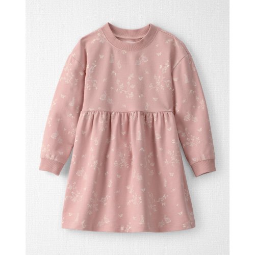 Toddler Girl Organic Cotton French Terry Dress in Pink Bunnies Print - Little Planet | Carter's