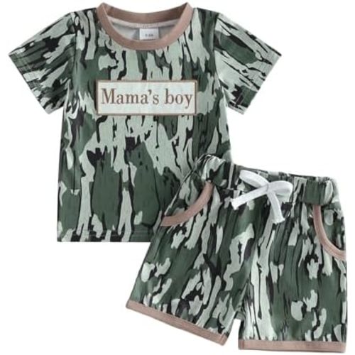 Summer Toddler Baby Boy Clothes Aunties/Mamas Boy Outfits 3 6 12 18 24 Months 2T 3T 4T Short Sleeve Tops Shorts Set