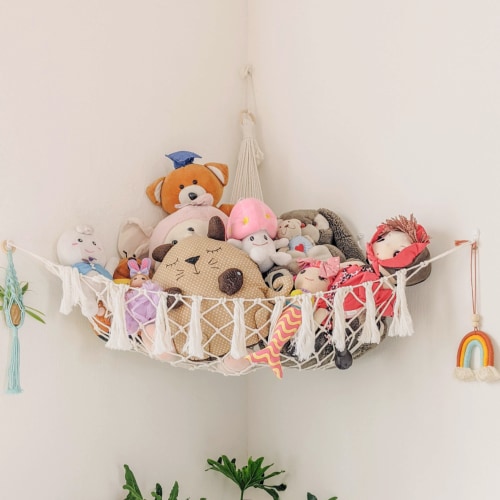 Macrame Toy Hammock – Cotton Rope Toy Storage for Baby Room H20