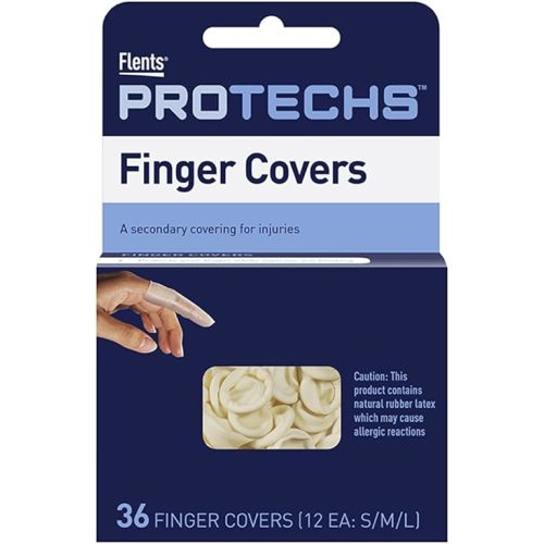 Flents First Aid Finger Cots, Protect Finger During Healing, Cover Cuts & Injuries, Durable & Comfortable Barrier Gloves for Wound Care and Hygiene, Disposable, Latex, 36 Count