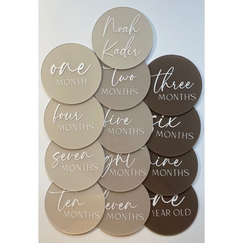 Baby Milestones | Neutral Toned Acrylic Baby Milestone Set | Baby's First Year | New born | Hello World | Salaam World | Baby Photo Props