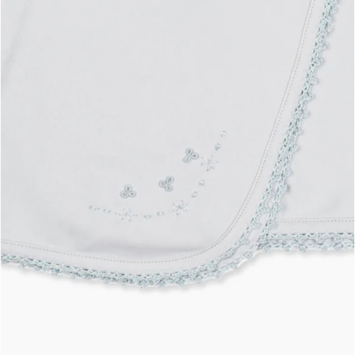 Receiving Blanket w/Crochet Trim in Blue