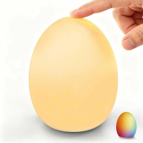 Baby Night Light, Silicone Egg Light for Kids, Portable Touch Night Lamp with 11 Colors Changing, Nursery Night Light for Breastfeeding, BPA Free, Eye Caring, Soft