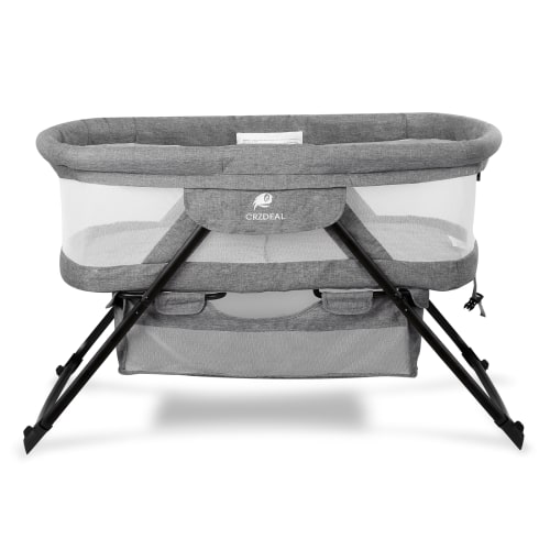 Crzdeal Bassinet 2-in-1 Fold Bassinet for Baby Stationary & Rock Portable Beside Sleeper for Baby , Gray, Applicable for 0-6 month