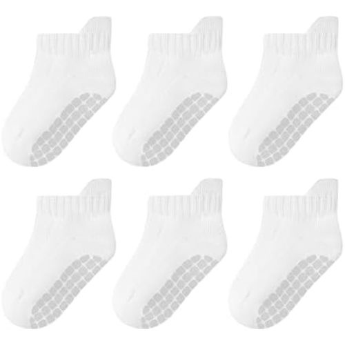 Toddler Non Slip Grip Ankle Socks with Grippers Cute Seamless for Baby Boys Girls Infants Kids 6 Pairs
