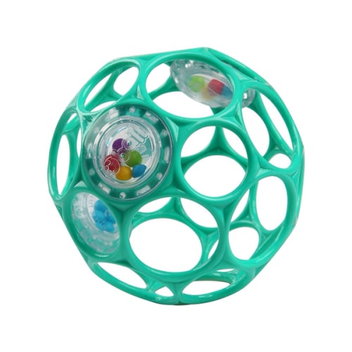 Bright Starts Oball Easy-Grasp Rattle BPA-Free Infant Toy in Teal, Age Newborn and up, 4 Inches