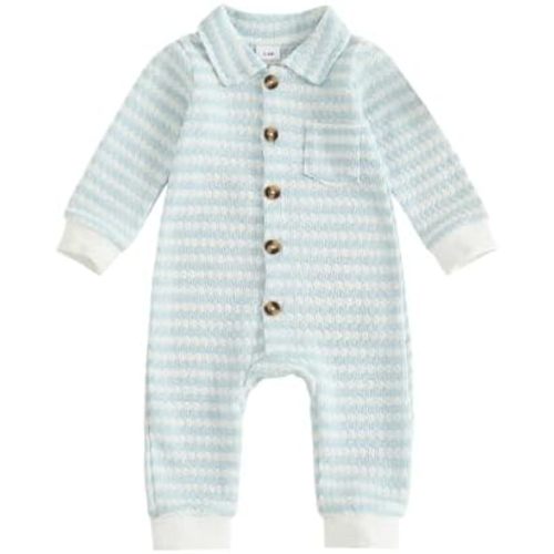 Thorn Tree Baby Boys Clothes Infant Knit Romper Long Sleeve Newborn Outfits Button Closure Turn Down Collar Jumpsuit