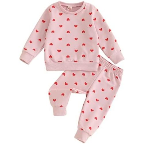 Fernvia Toddler Baby Girl Clothes 3 6 9 12 18 24 Months Fall Outfits Solid Long Sleeve Sweatshirt Tops + Pants Set