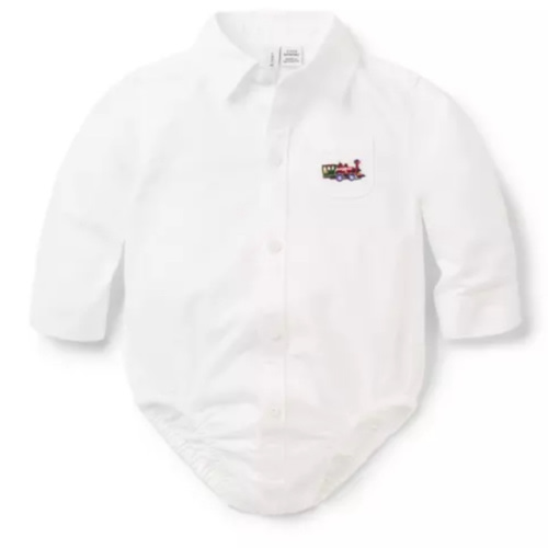 Baby White Baby Train Oxford Bodysuit by Janie and Jack