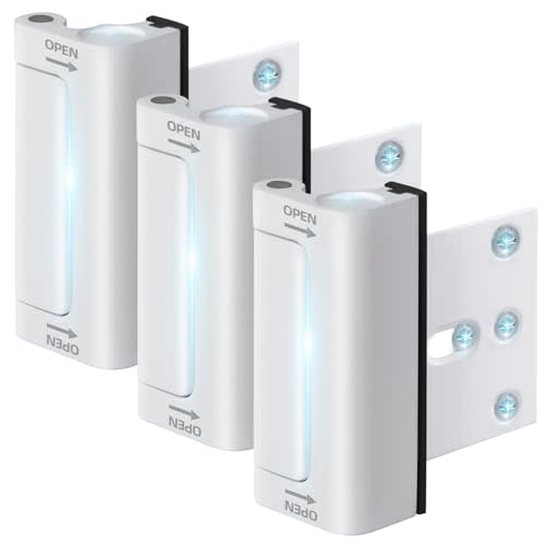 Home Security Door Reinforcement Lock, 3-Pack Upgraded White Front Door Locks for Kids Safety Withstand 800 lbs, Toddler Child Proof Door Lock, Extra Door Lock from Inside Prevent Unauthorized Entry