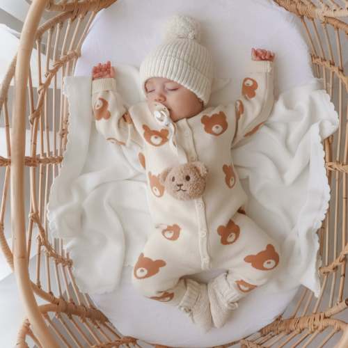 Knit Brown Bear Romper | 0-3M