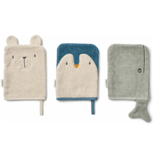 Sylvester organic cotton washcloths - Set of 3 | Arctic Sea/Ocean view