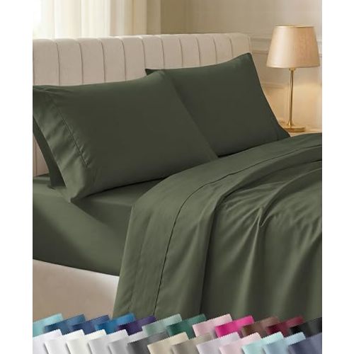 California Design Den Soft 100% Cotton Queen Size Sheets Deep Pocket, 4 Pcs