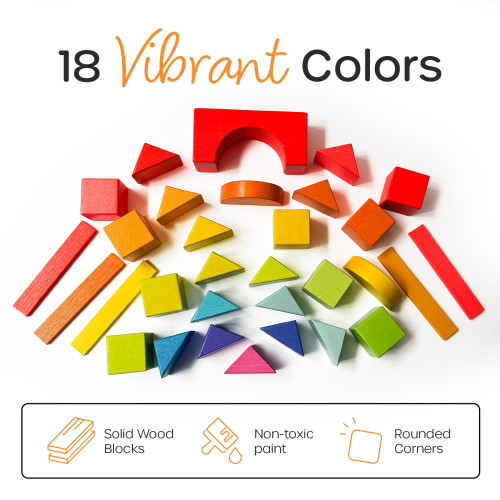 Wooden Rainbow Building Blocks Set – Quiggly