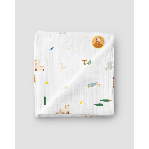 Saint Francis Muslin Swaddle Baby Blanket